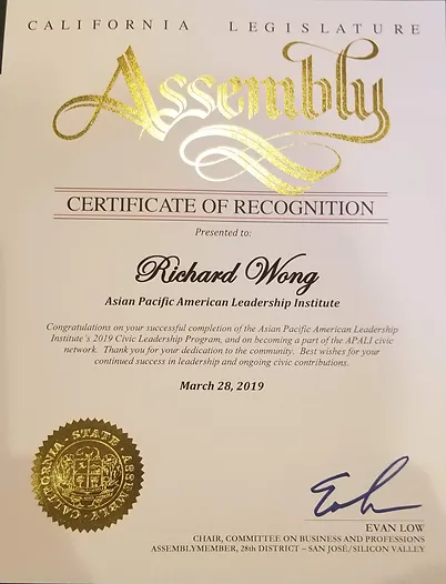 California Legislature - Assembly - Certificate of Recognition
